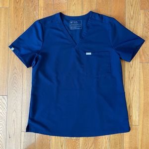 Figs Navy Scrub Top, L